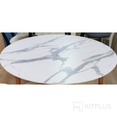 Стол круглый нераздвижной В7301-М1 белый, мрамор белый 3027