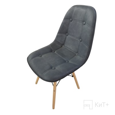 Стул А-623 серо-синий, массив бука, экокожа