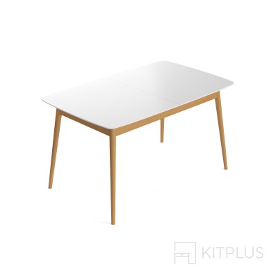 Стол обеденный  раздвижной В7302-С2 прозрачный лак, белый 1011